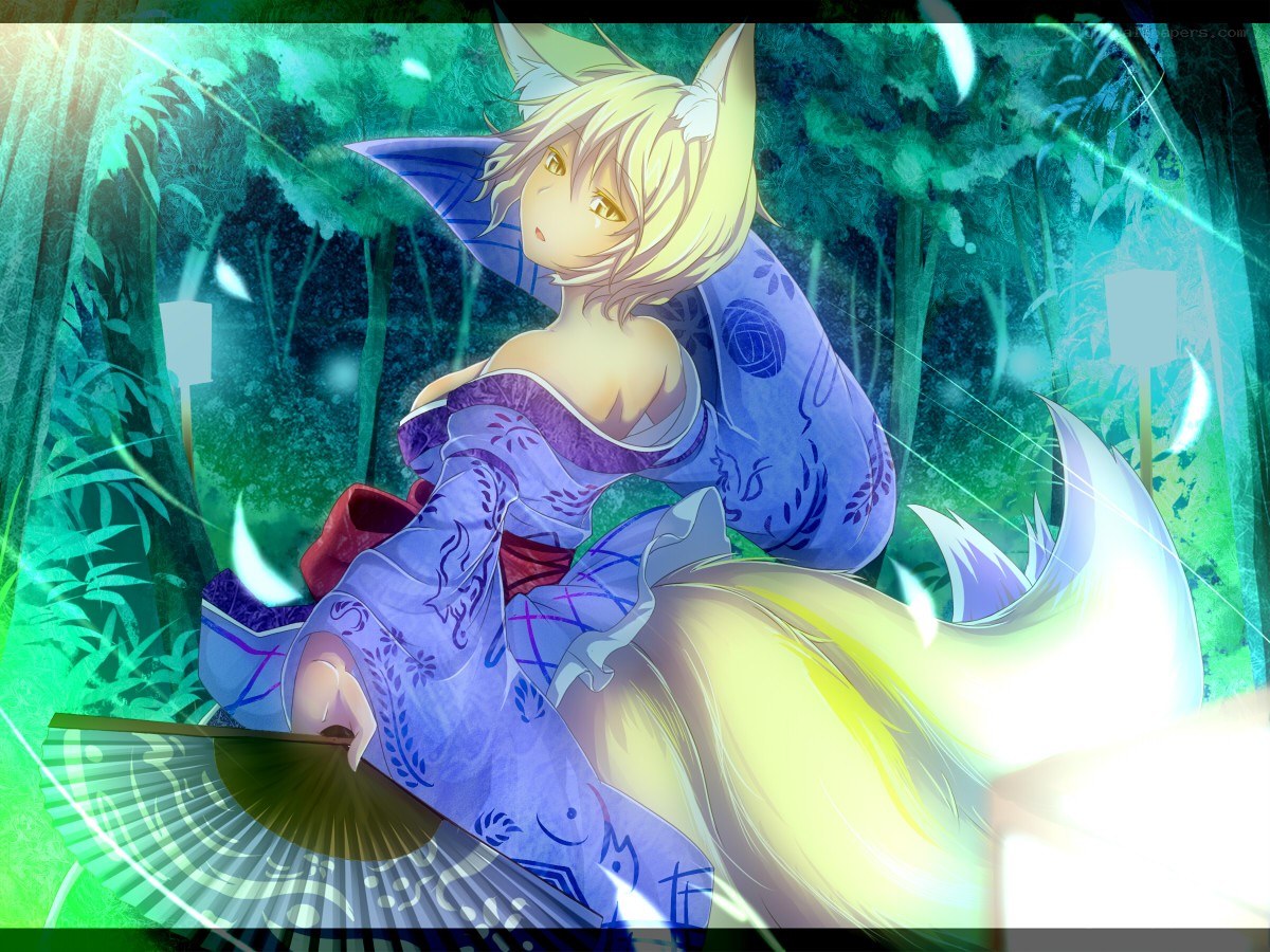 fox girl in a forest