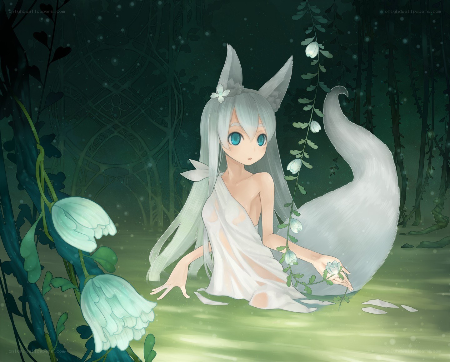 fox girl in a forest