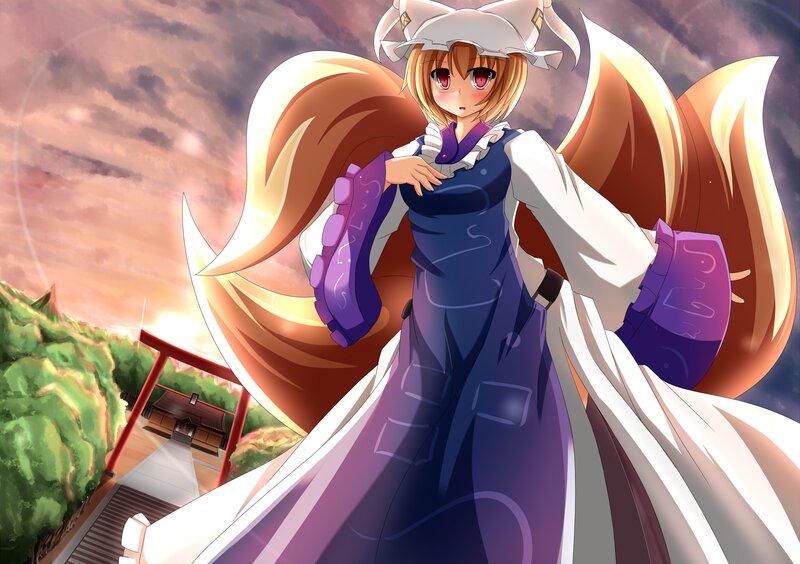 fox girl in a purple dress