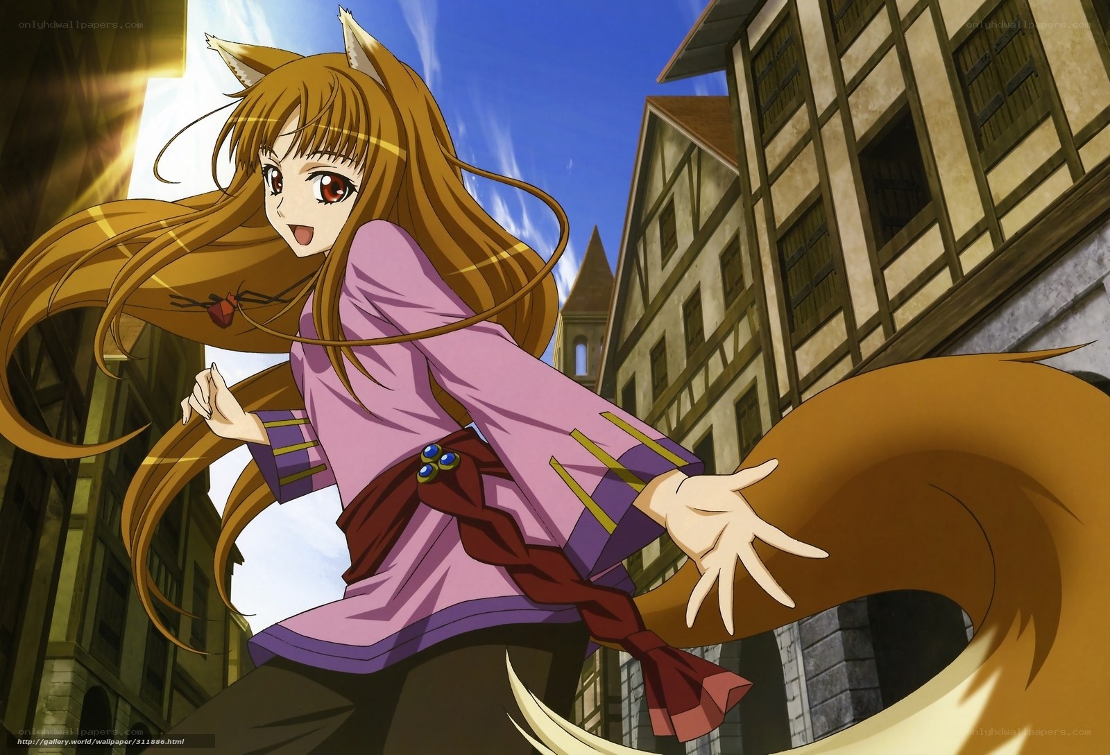 fox girl in a town