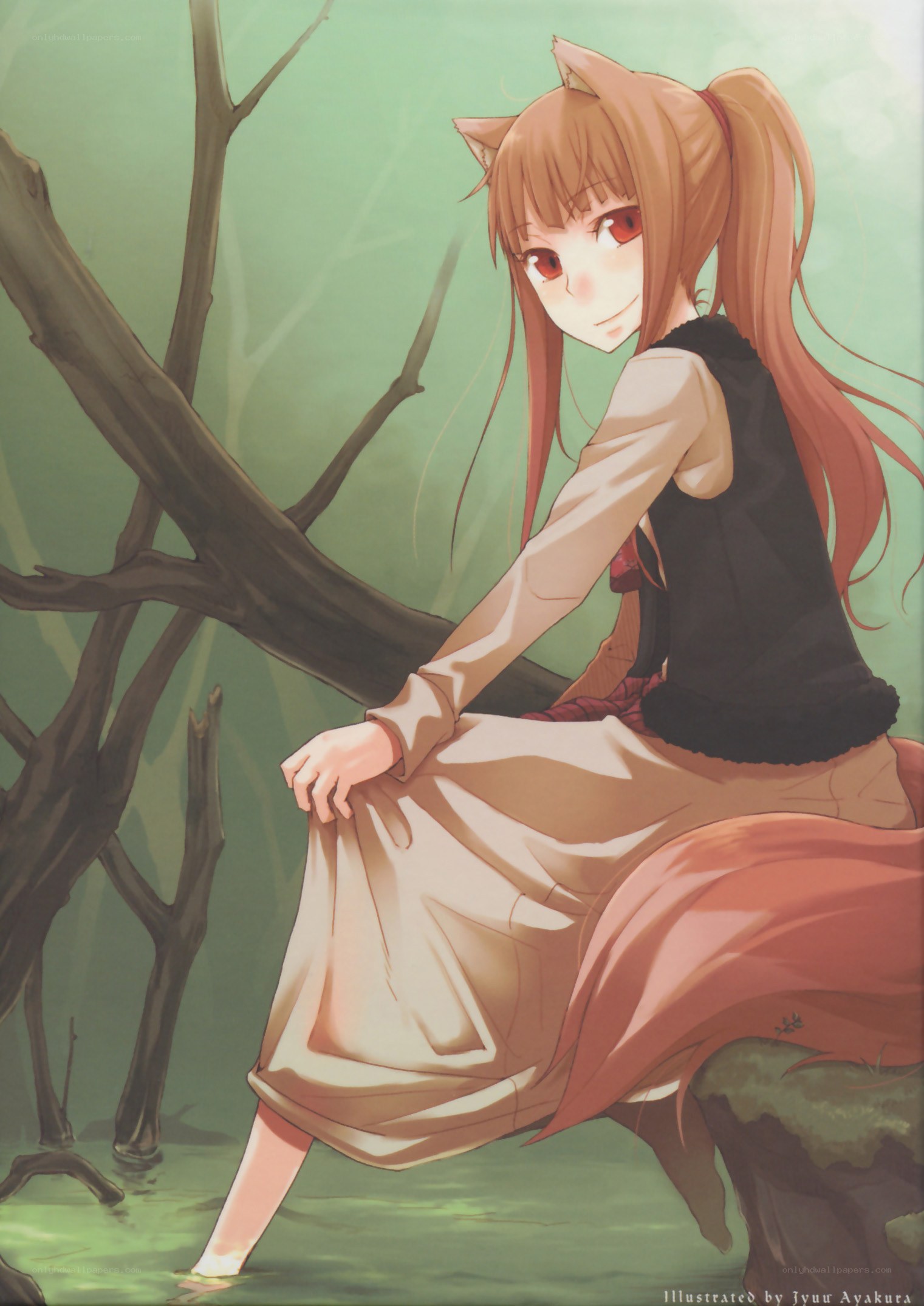 fox girl in forest