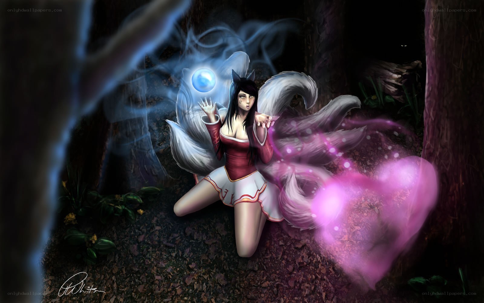 fox girl in forest magic