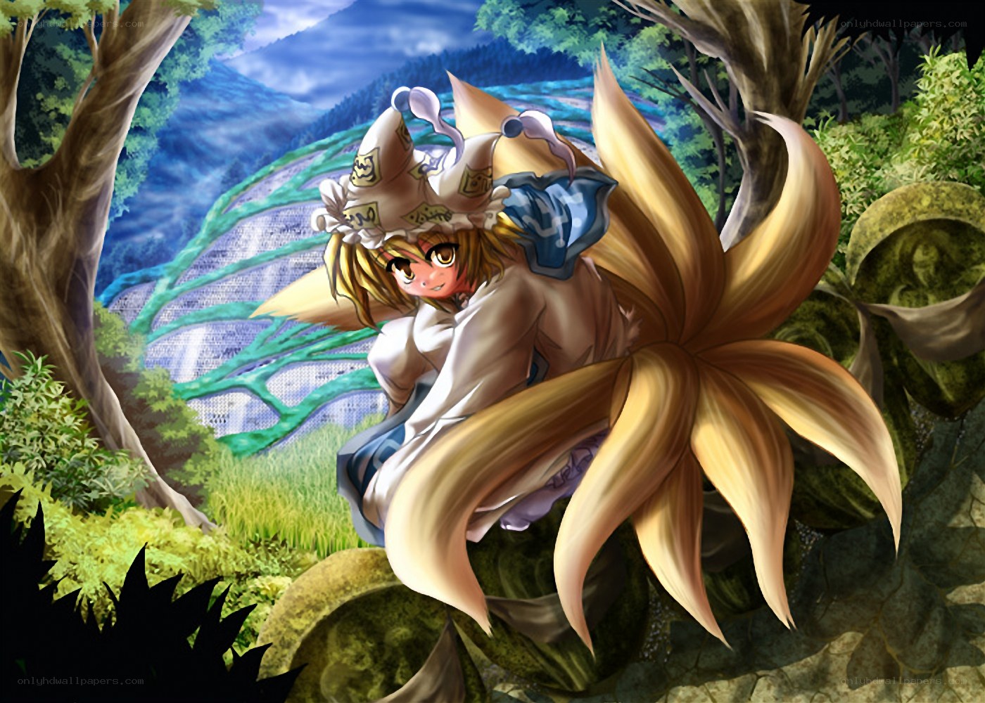 fox girl in forest