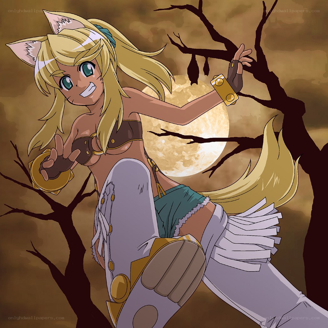 fox girl in moonlight
