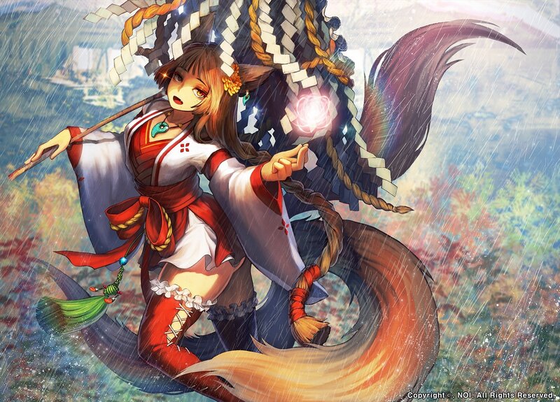 Fox Girl in Rain