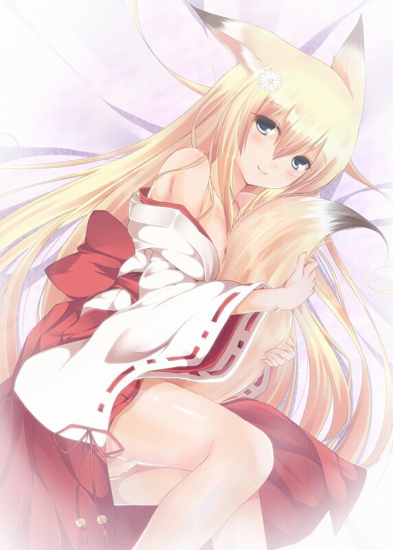 fox girl in red and white