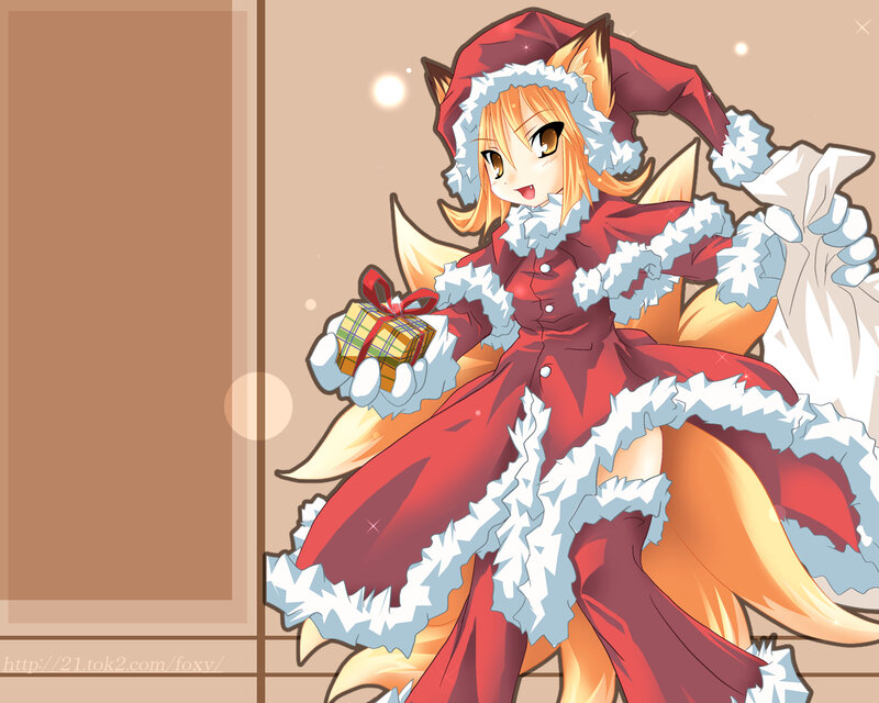 fox girl in red dress