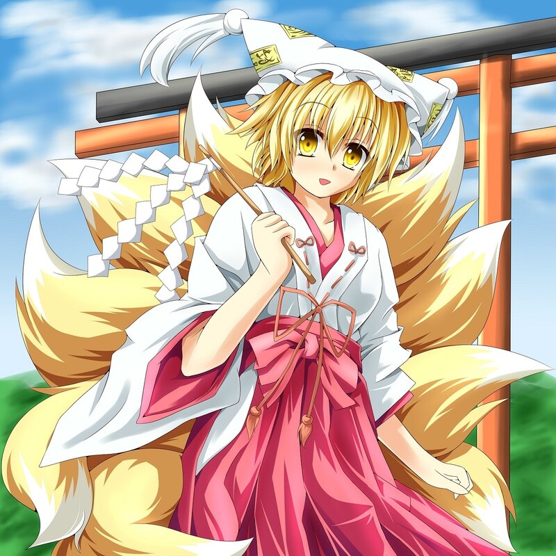 fox girl in shrine attire