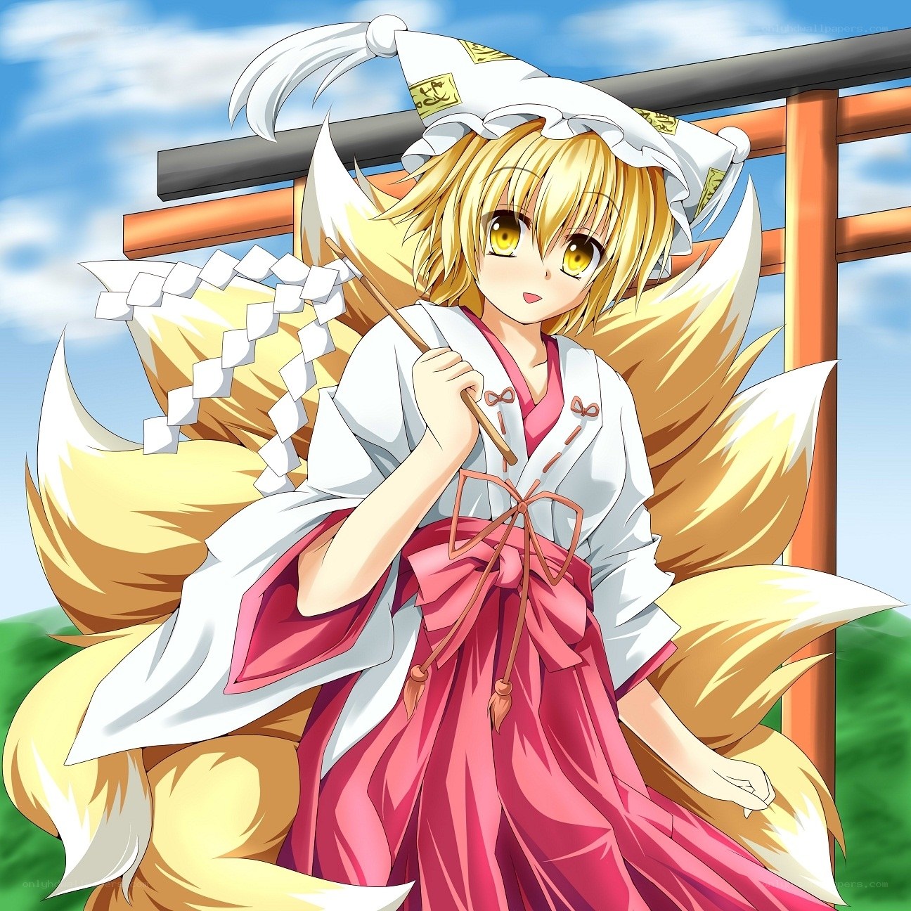 fox girl in shrine attire
