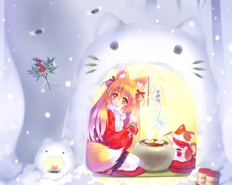 Fox Girl in Snow Cave — White