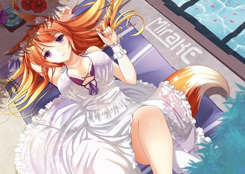 fox girl in white dress