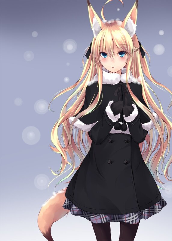 fox girl in winter coat