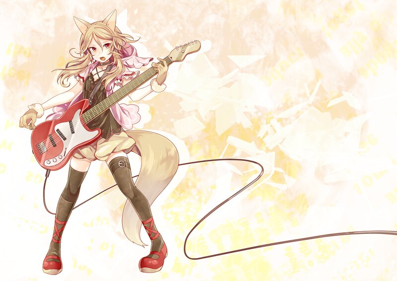 fox girl playing guitar