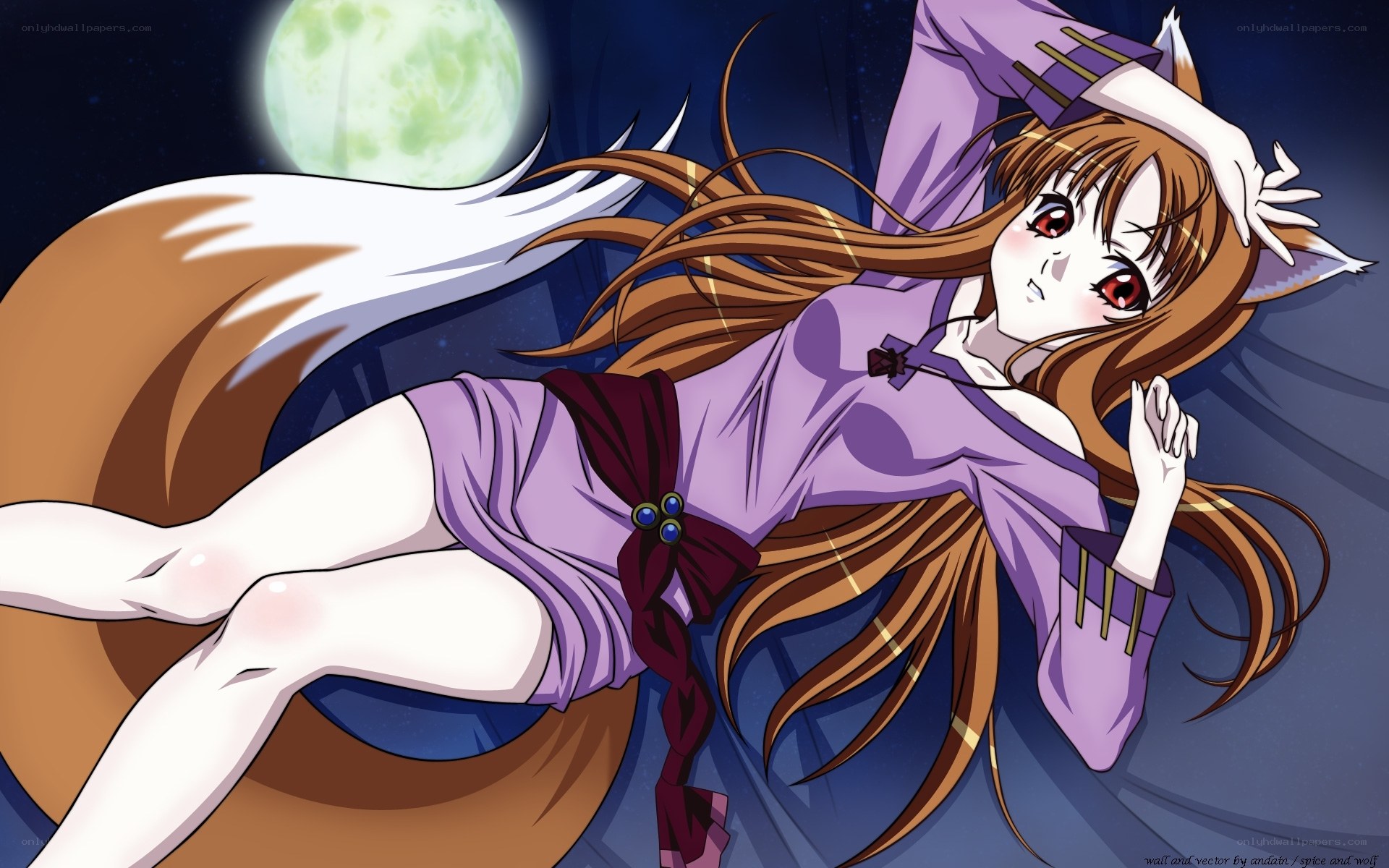 fox girl under the moon