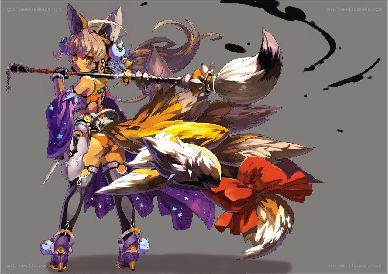 fox girl warrior with staff