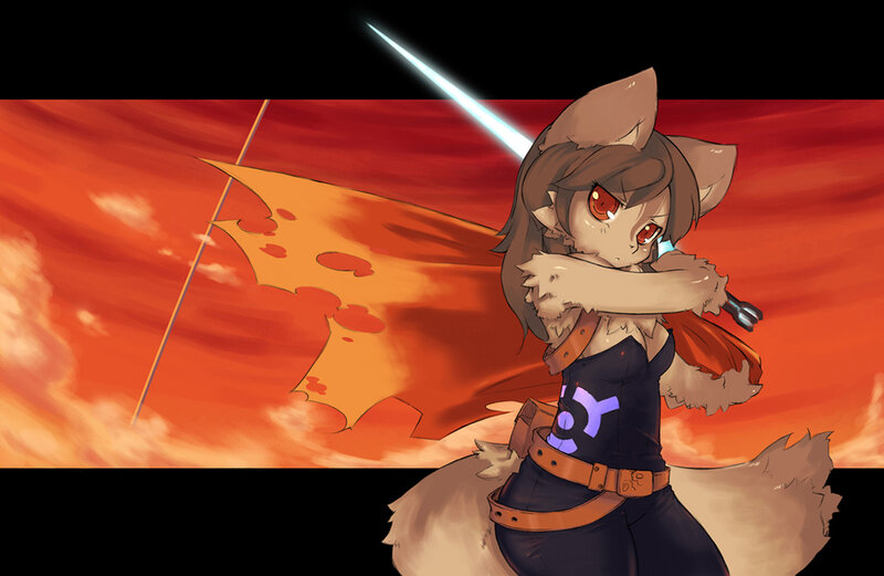 fox girl warrior with sword