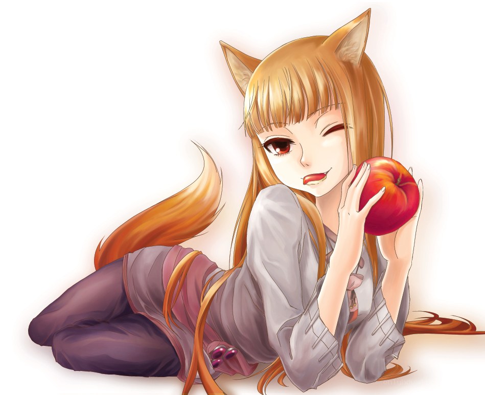 fox girl with apple