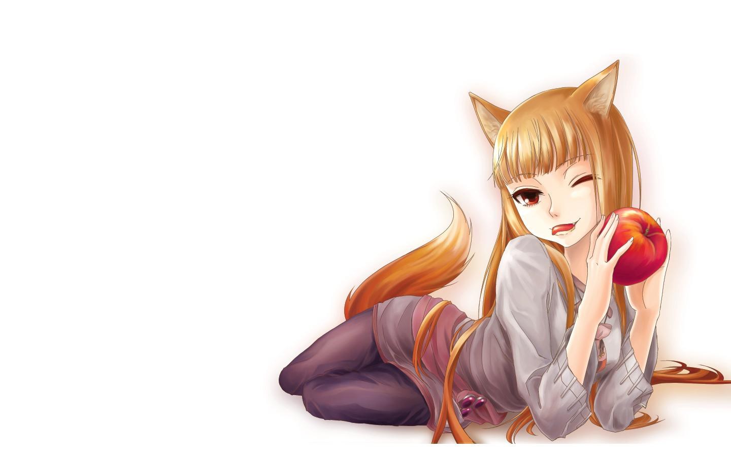 fox girl with apple