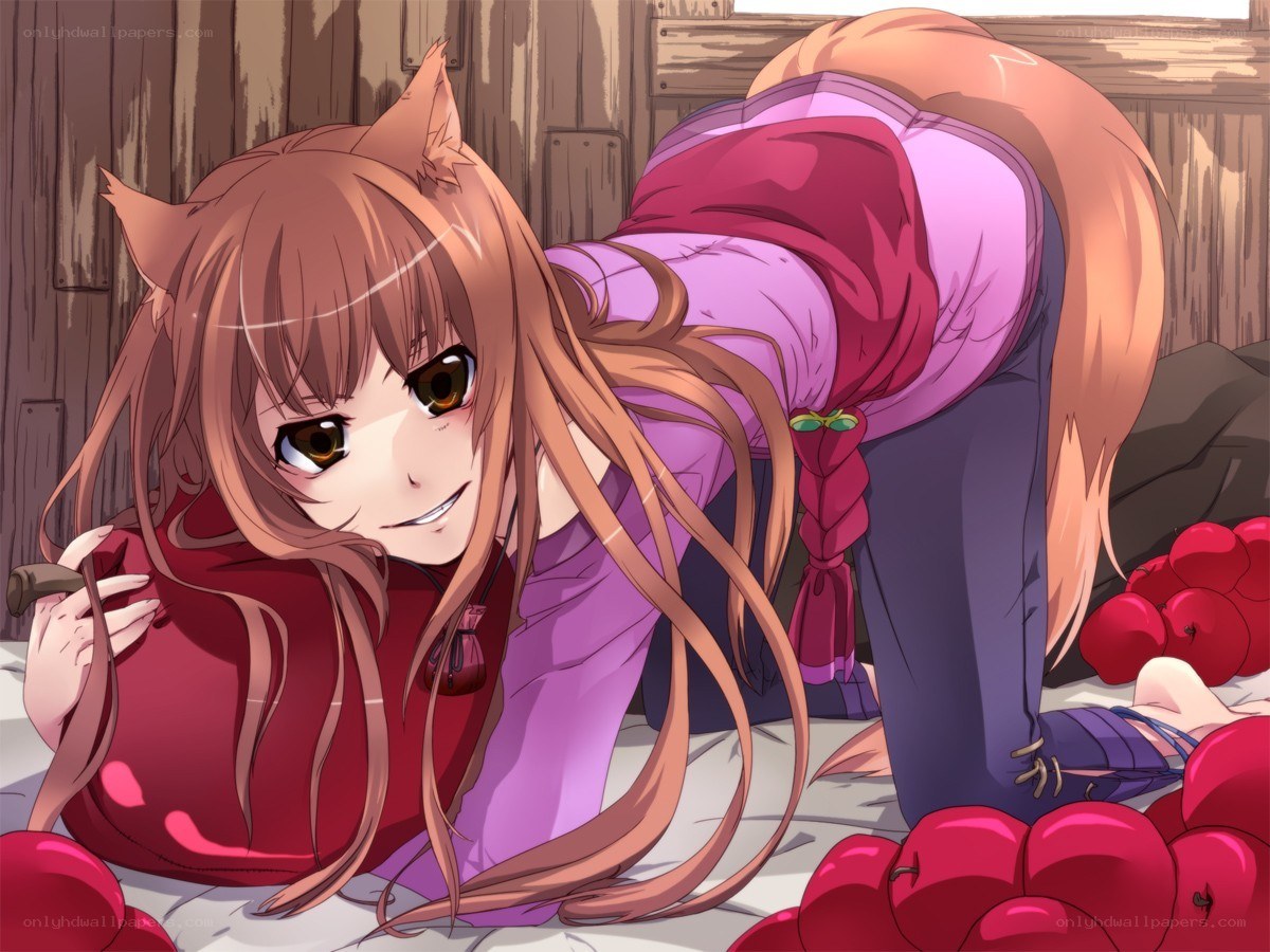 fox girl with apples