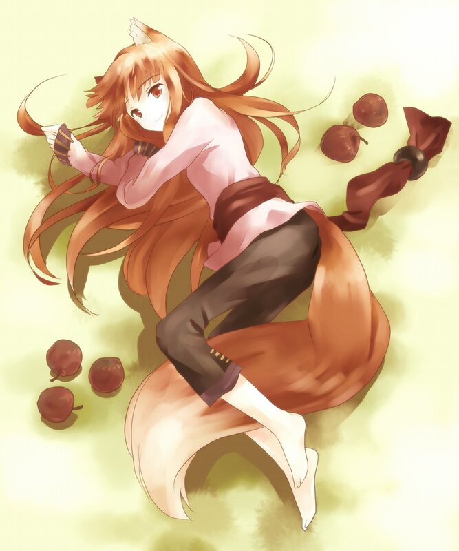 fox girl with apples