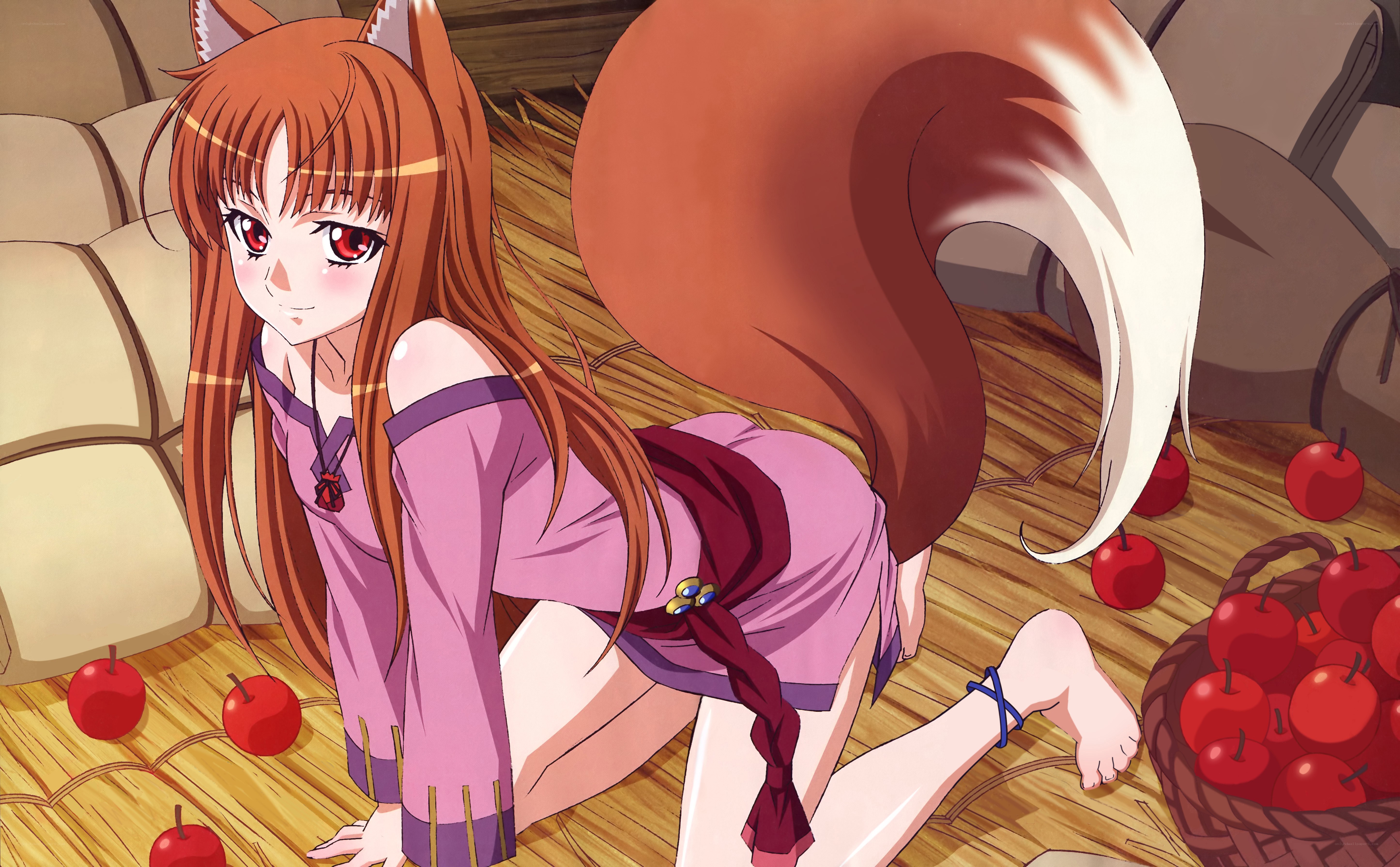 fox girl with apples