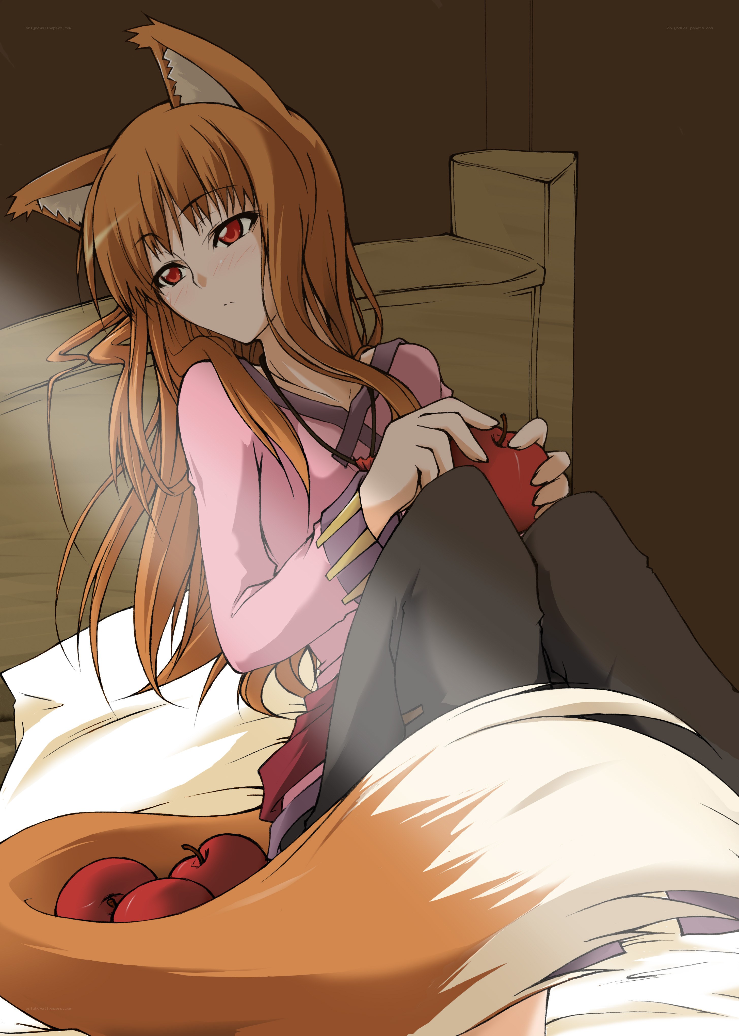 fox girl with apples