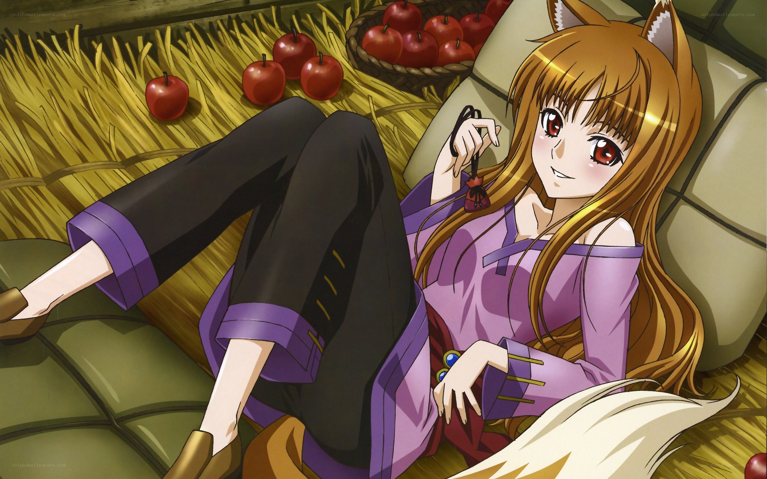 fox girl with apples