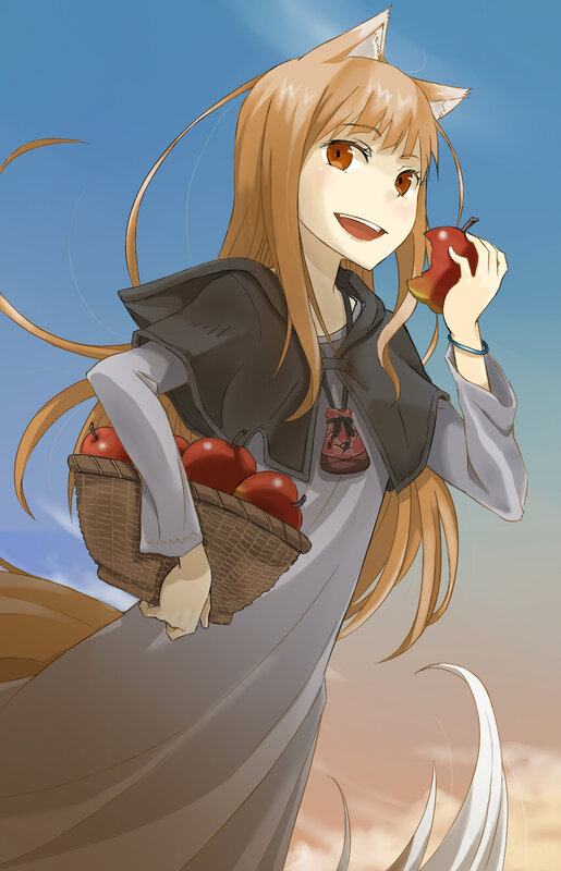 fox girl with apples