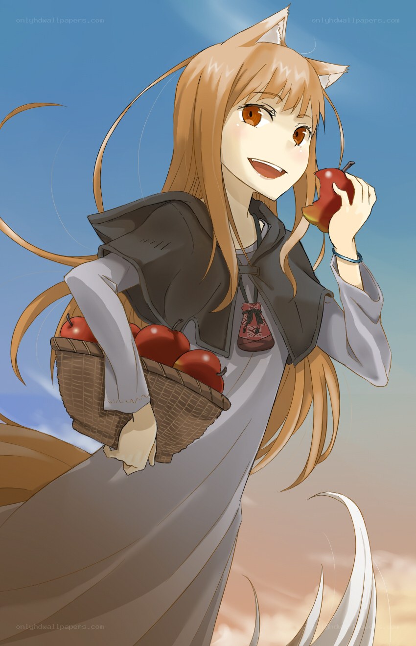 fox girl with apples