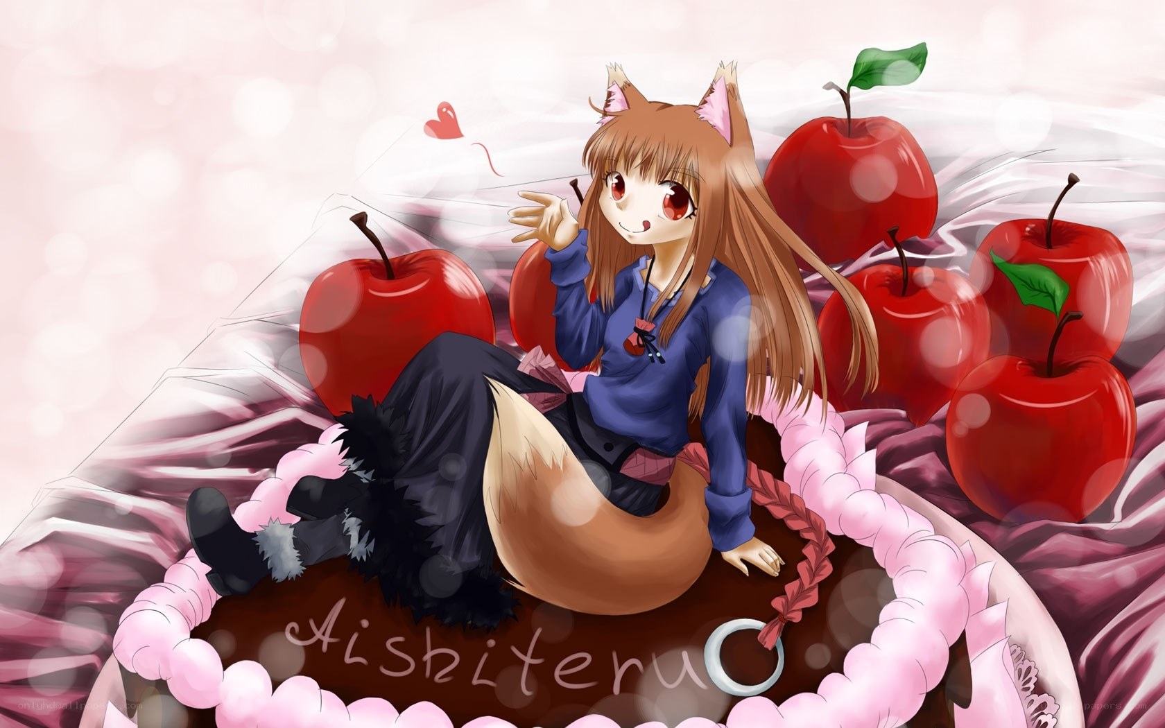 fox girl with apples