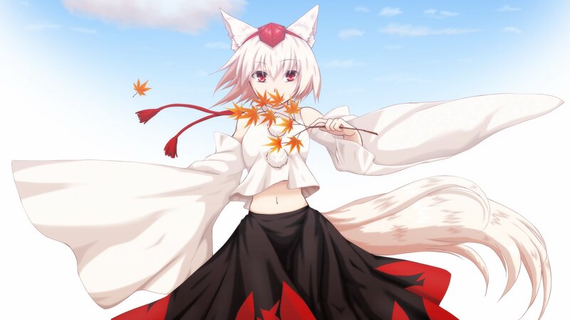fox girl with autumn leaves