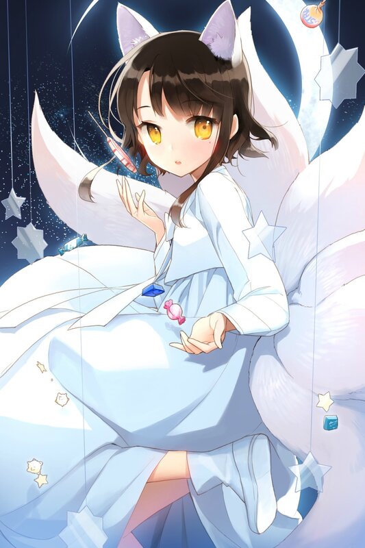fox girl with candy