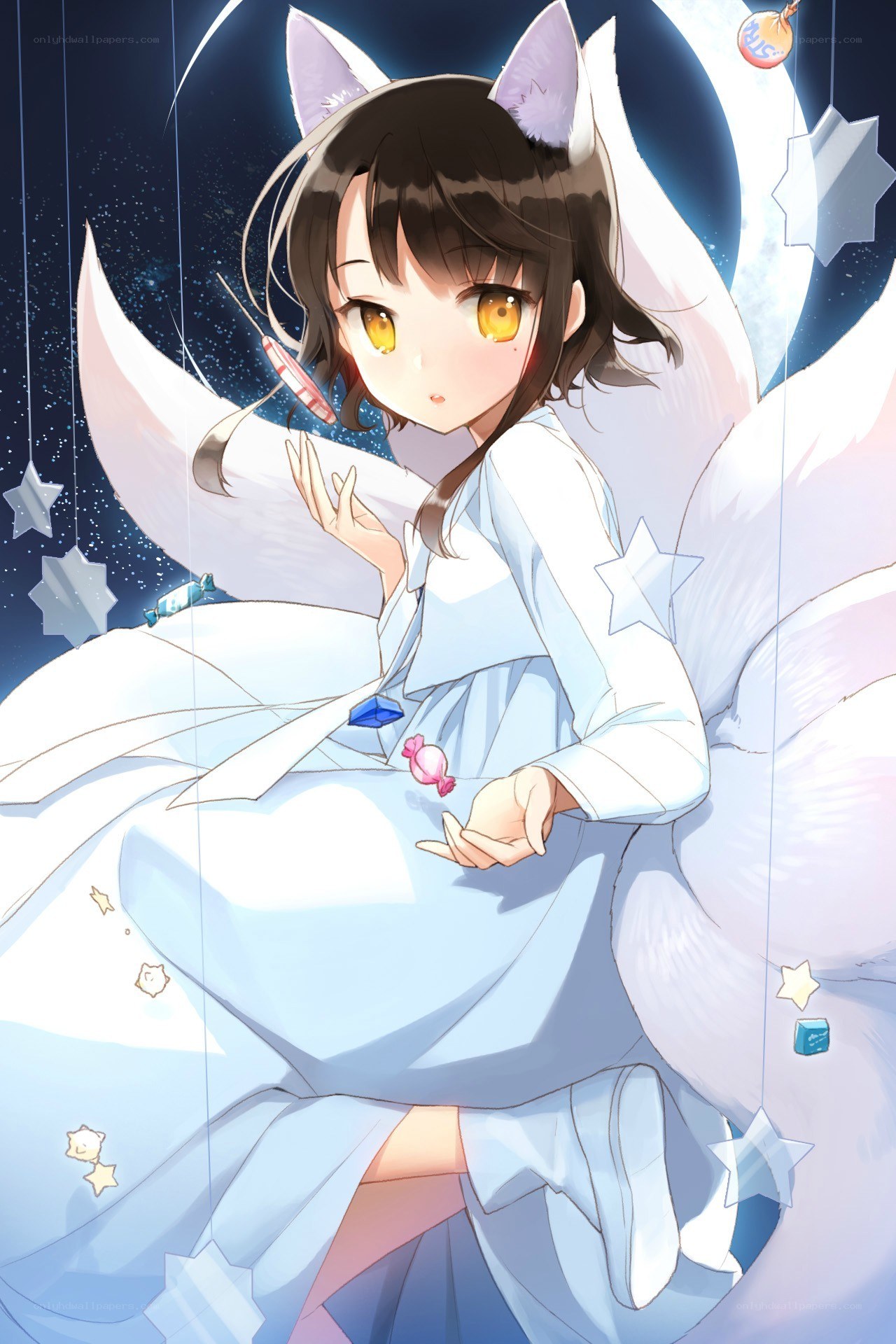 fox girl with candy