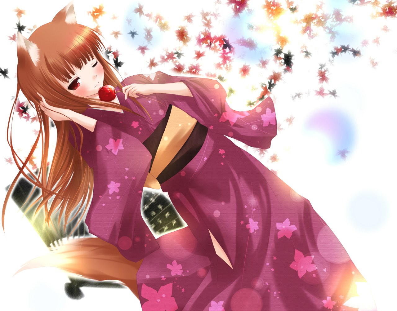 fox girl with cherry
