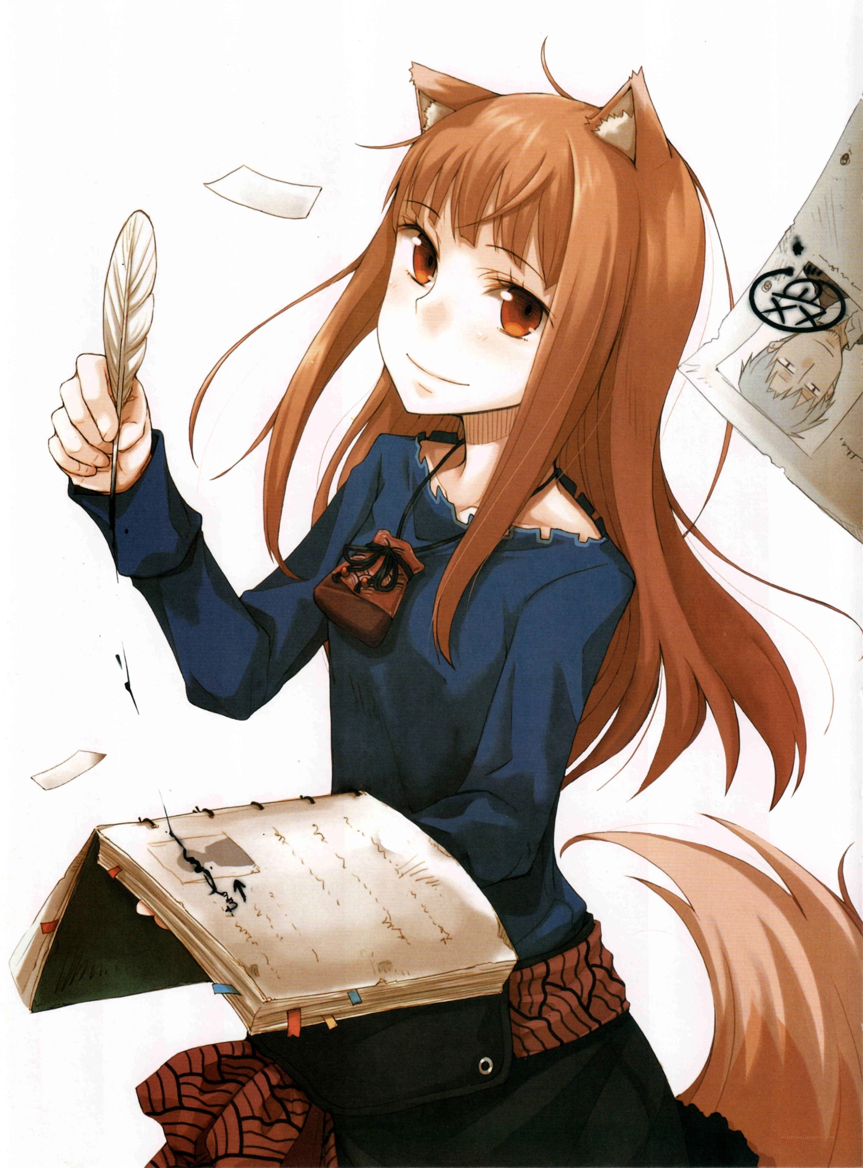 fox girl with feather quill