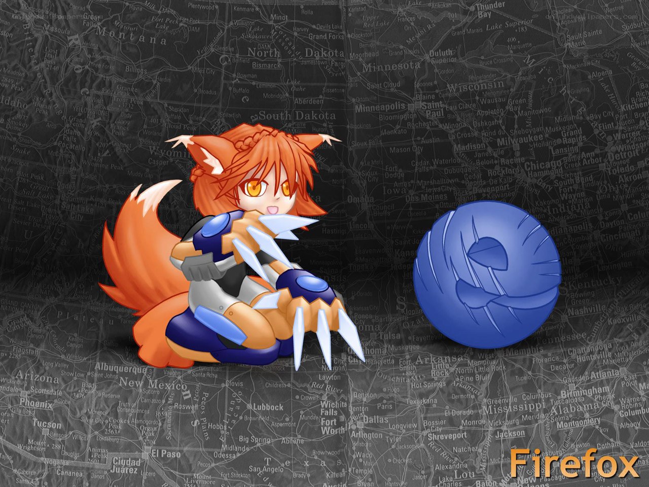 fox girl with firefox logo
