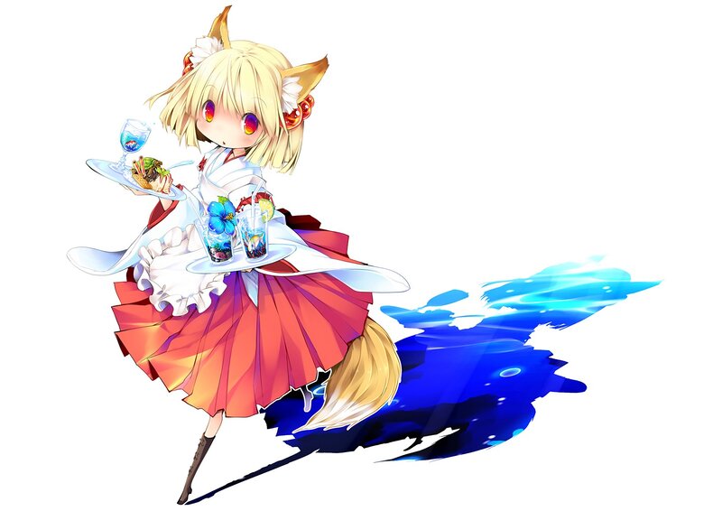 fox girl with food tray