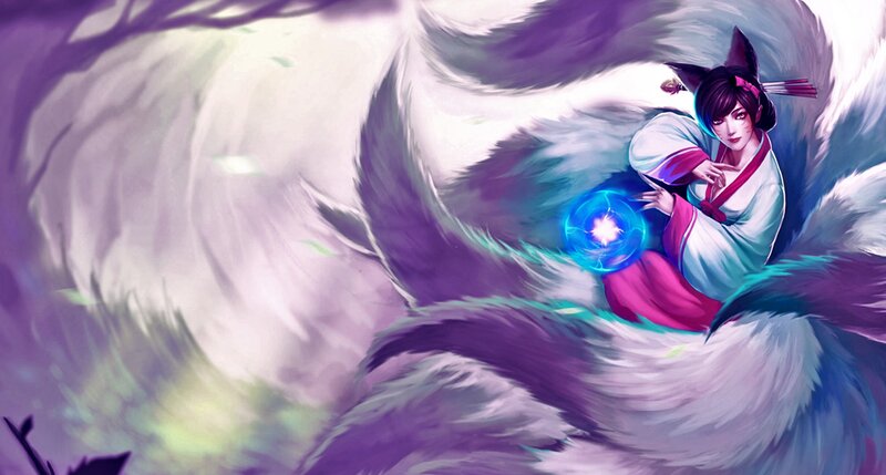 Fox Girl with Glowing Orb — Purple