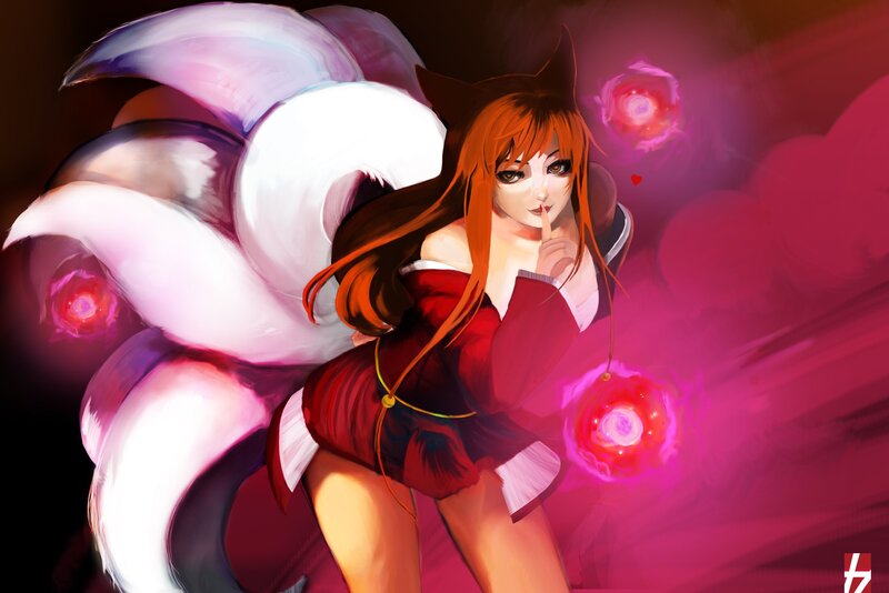 fox girl with glowing orbs