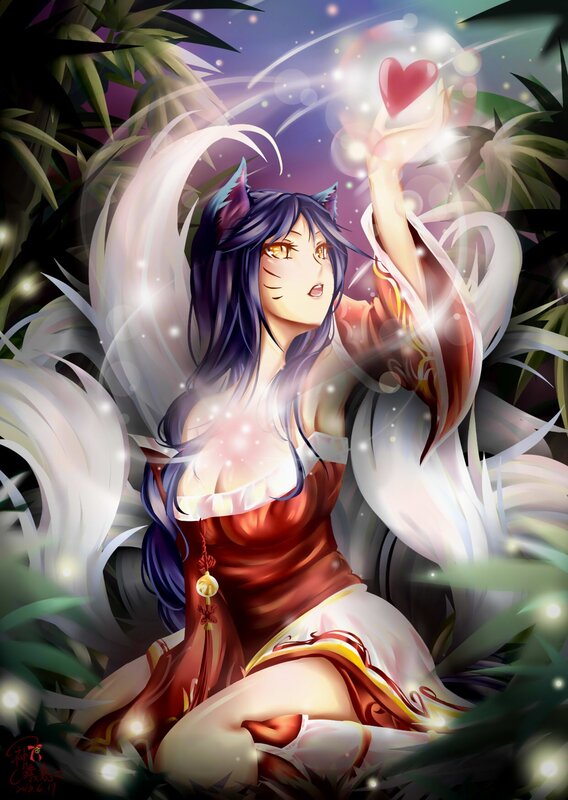 fox girl with heart magic