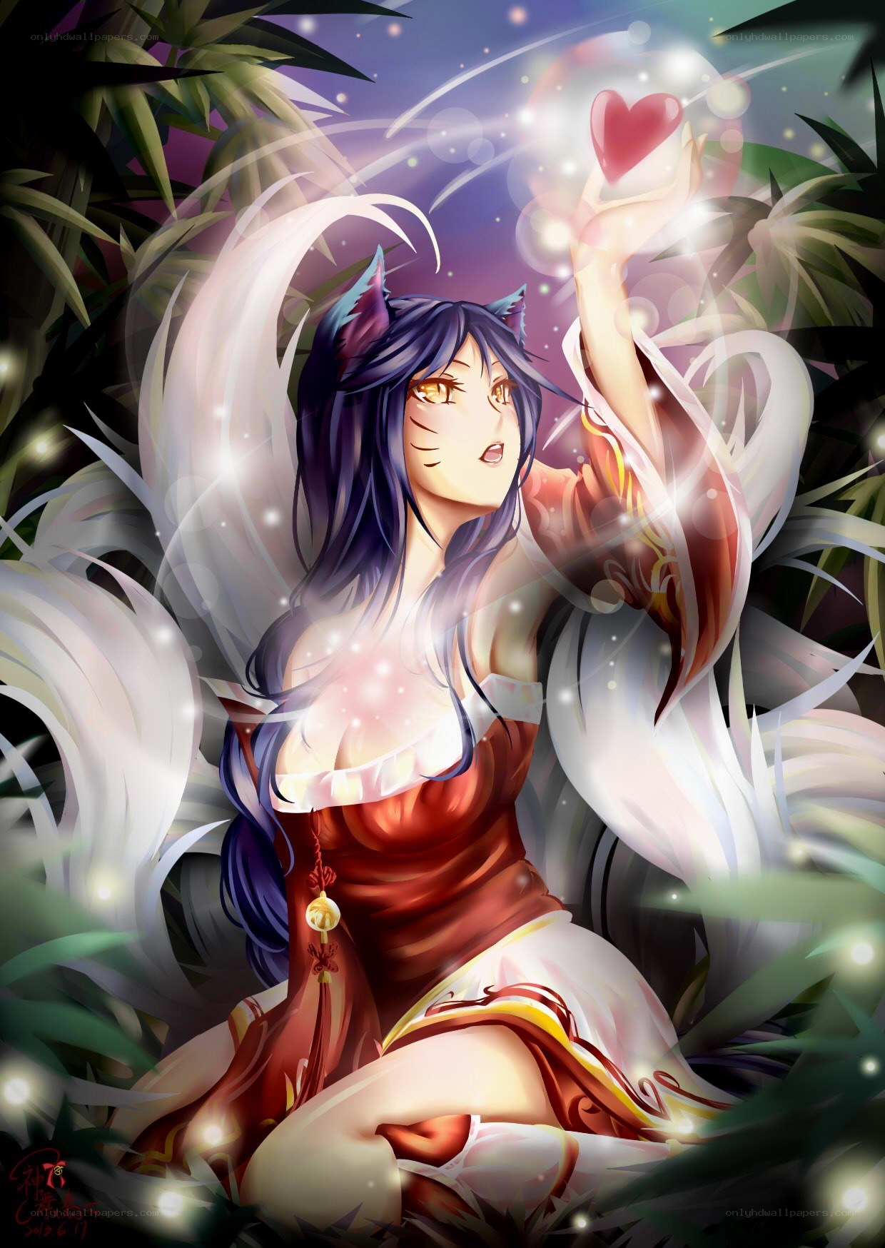 fox girl with heart magic