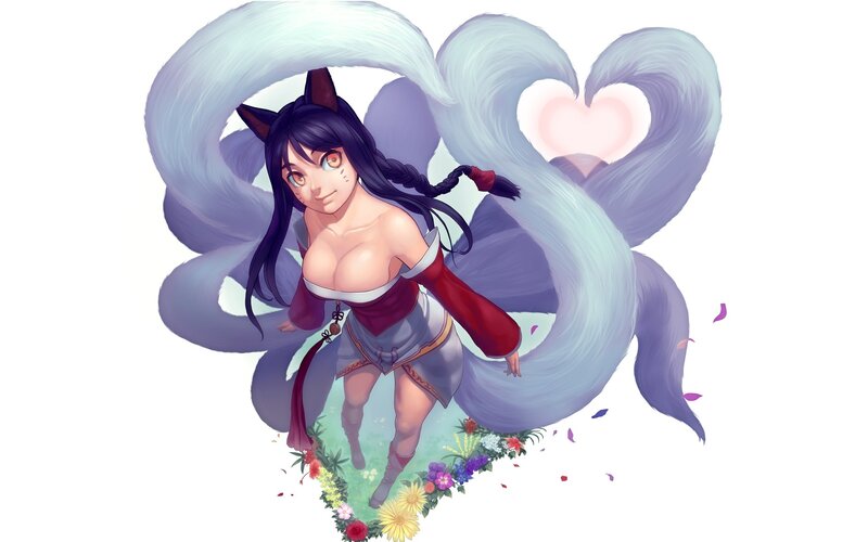 fox girl with heart-shaped tails