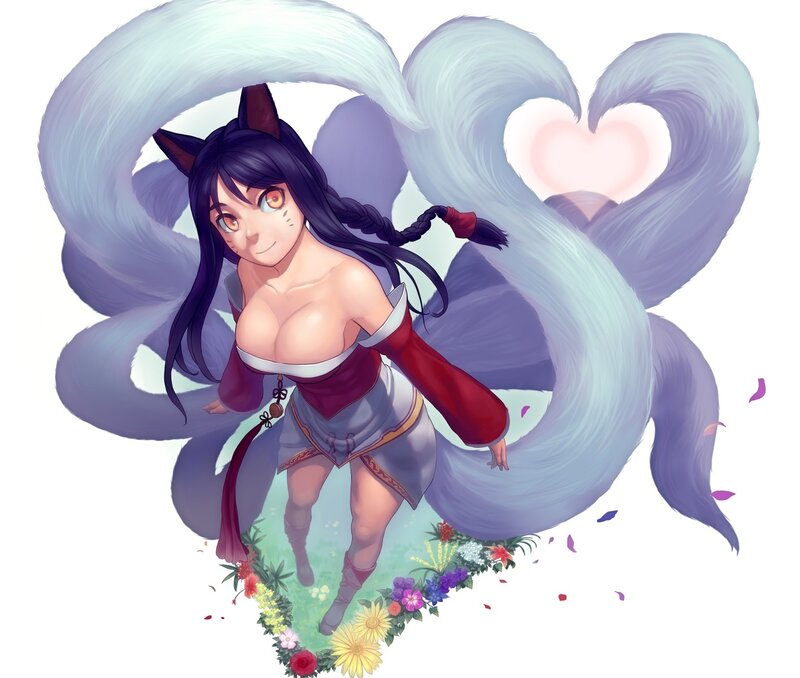 fox girl with heart-shaped tails