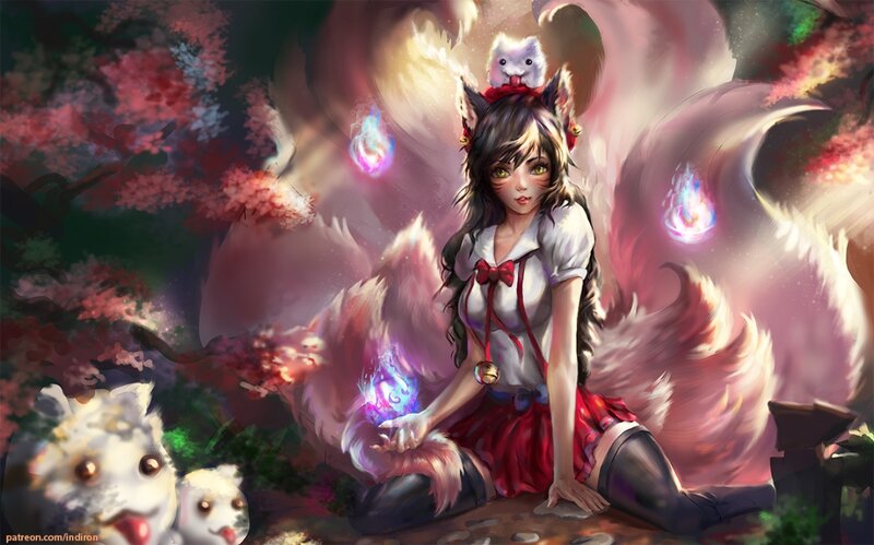 Fox Girl with Kitsune — White