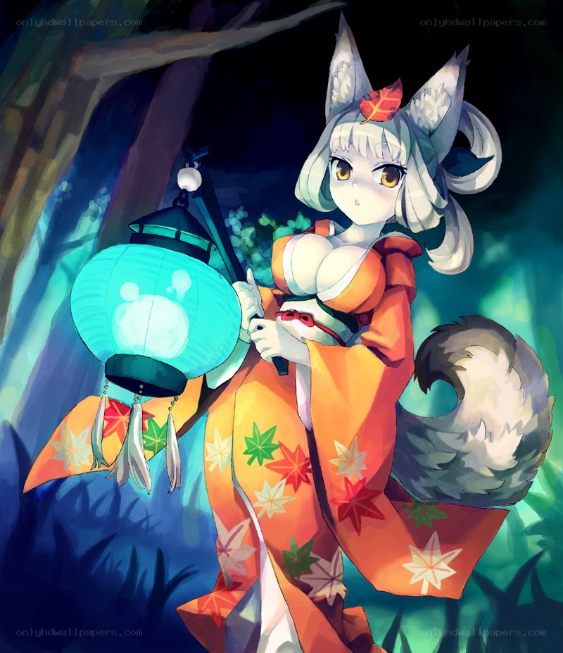 fox girl with lantern