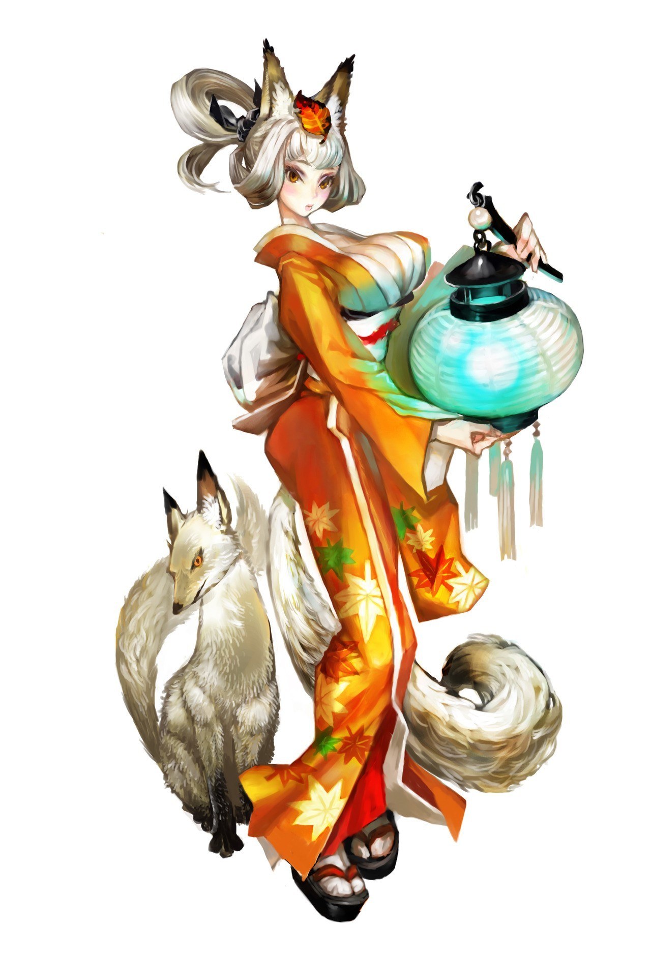 fox girl with lantern