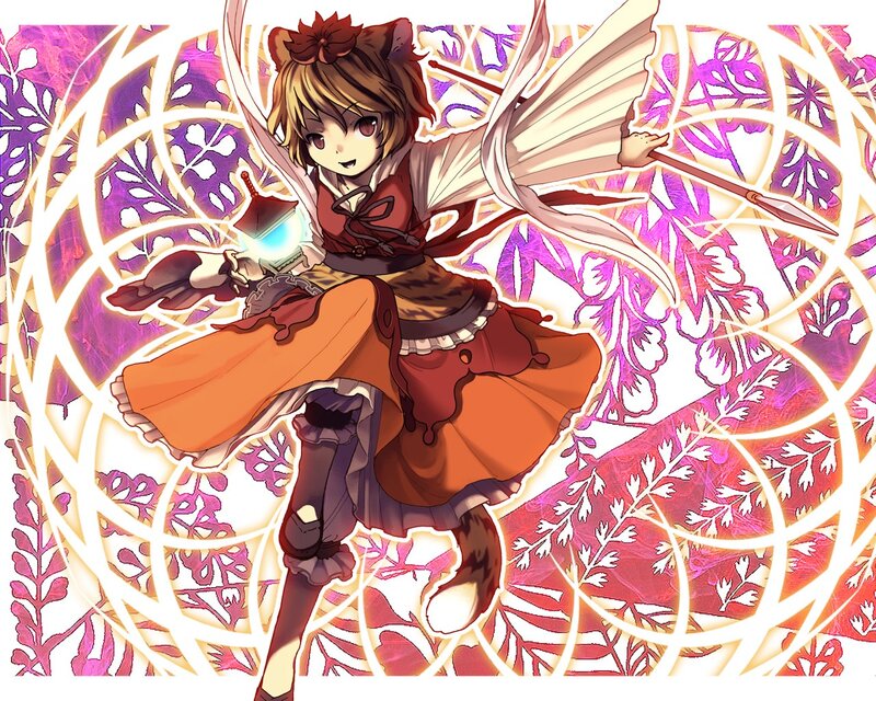 fox girl with lantern and fan