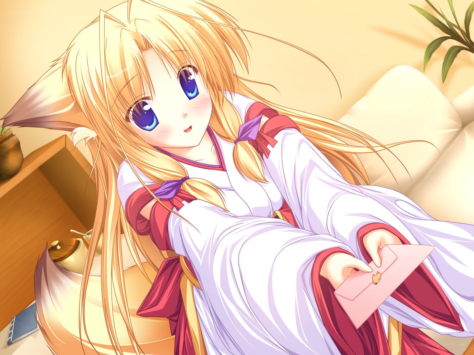 fox girl with letter