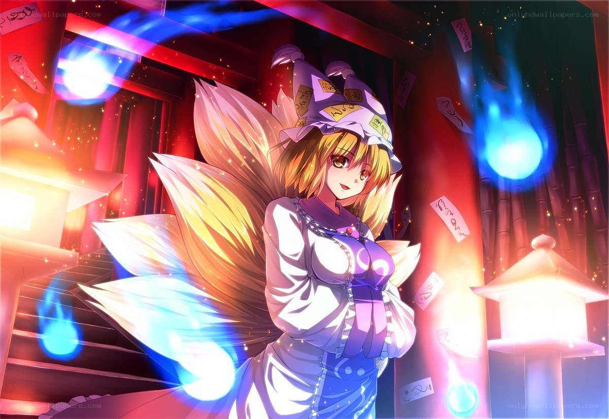 fox girl with magic lanterns