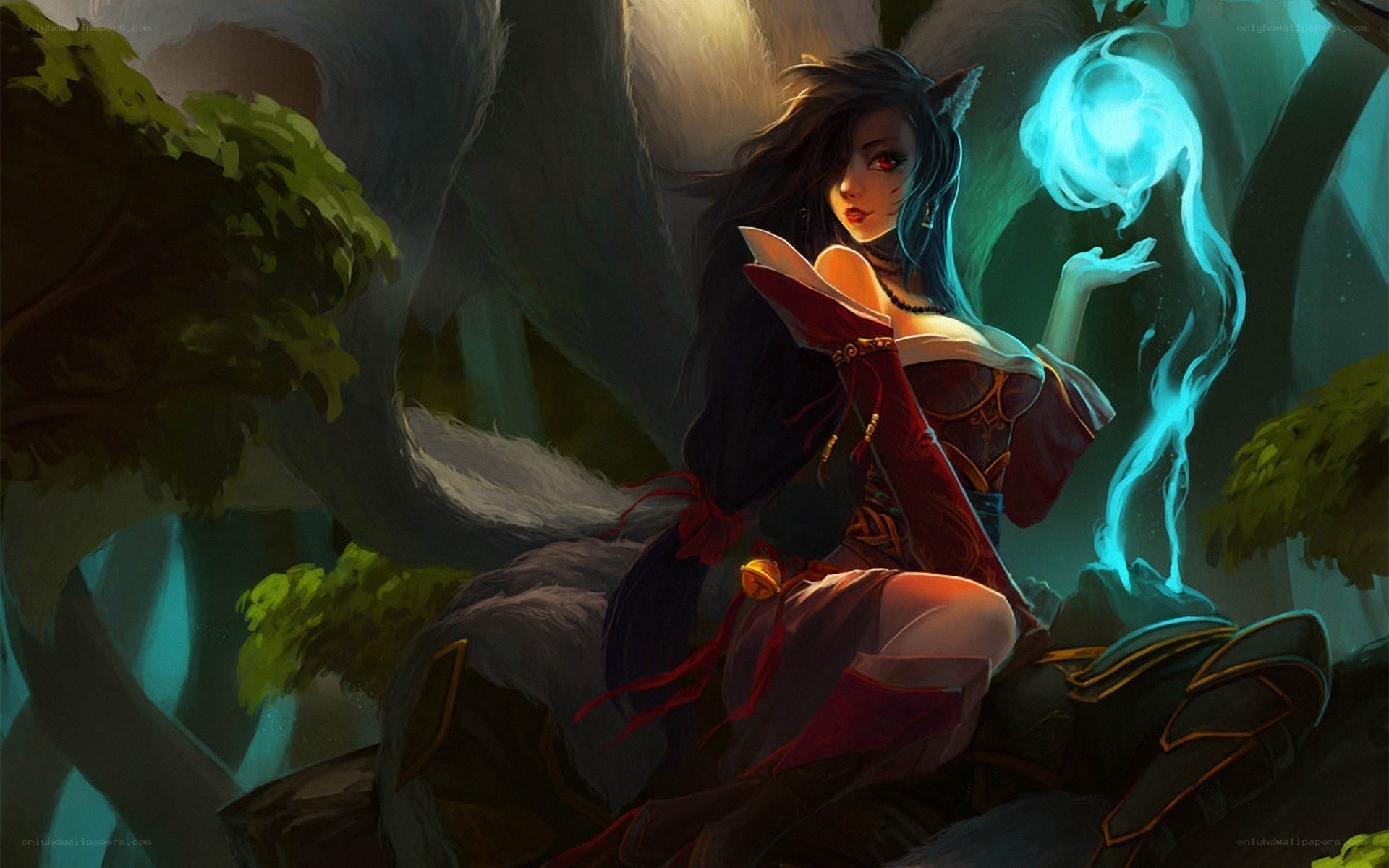 fox girl with magic orb